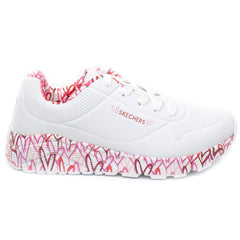 Skechers Pantofi copii fete sport alb+rosu ICF0041-ALB+RS