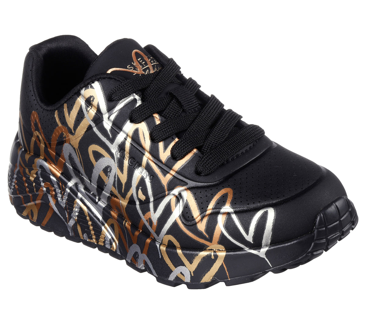 Skechers Pantofi copii fete sport UNO LITE METALLIC 314067L BLACK/GOLD ICF0101-BKGD