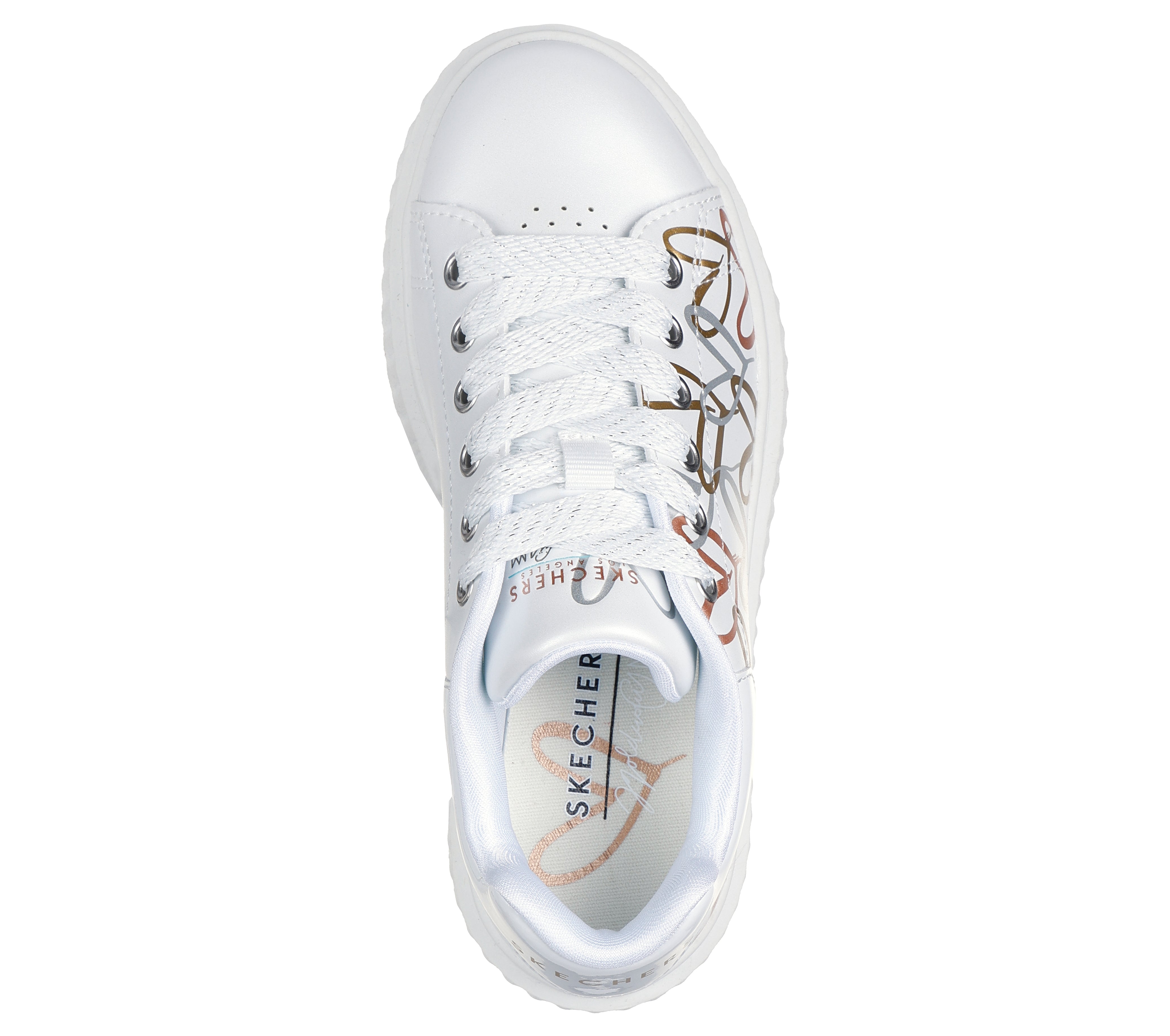 Skechers Pantofi copii fete sport HI RIDGE HEART TAKEOVER 314076L WHITE/GOLD ICF0110-WTGD