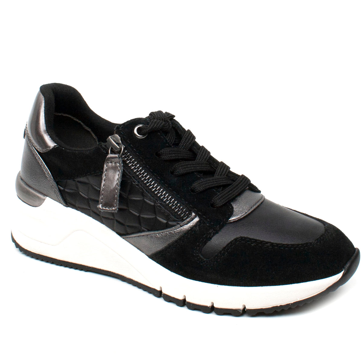 Tamaris Pantofi dama sport fermoar siret alb negru ID2386-NG