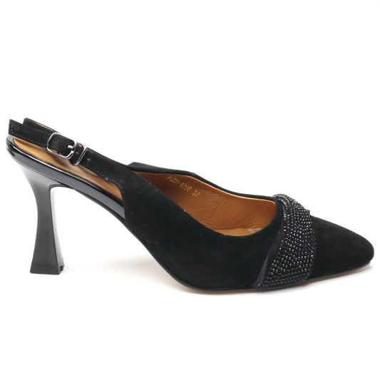 Feeling Pantofi dama decupati piele naturala H220 8390 negru ID4013-NG