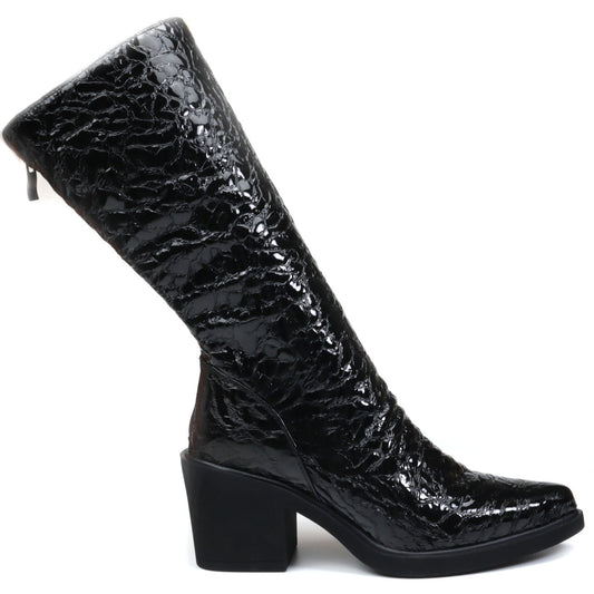 Feeling Cizme ciocate dama piele naturala  H736 3693 negru sarpe ID4191-NGS