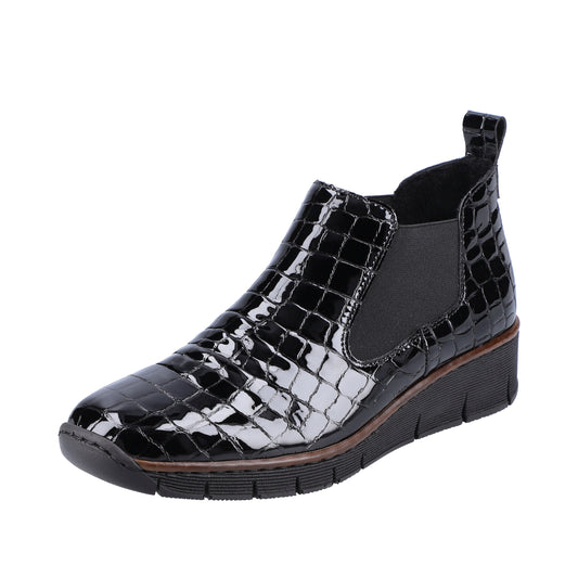 Rieker Ghete dama piele naturala si material textil 53794 01 negru lac ID4242-NGL