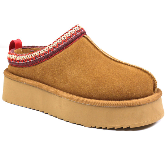 Soprani Couture Saboti dama Hugh Platform stil UGG SCW421P22 camel velur ID4350-CMLV