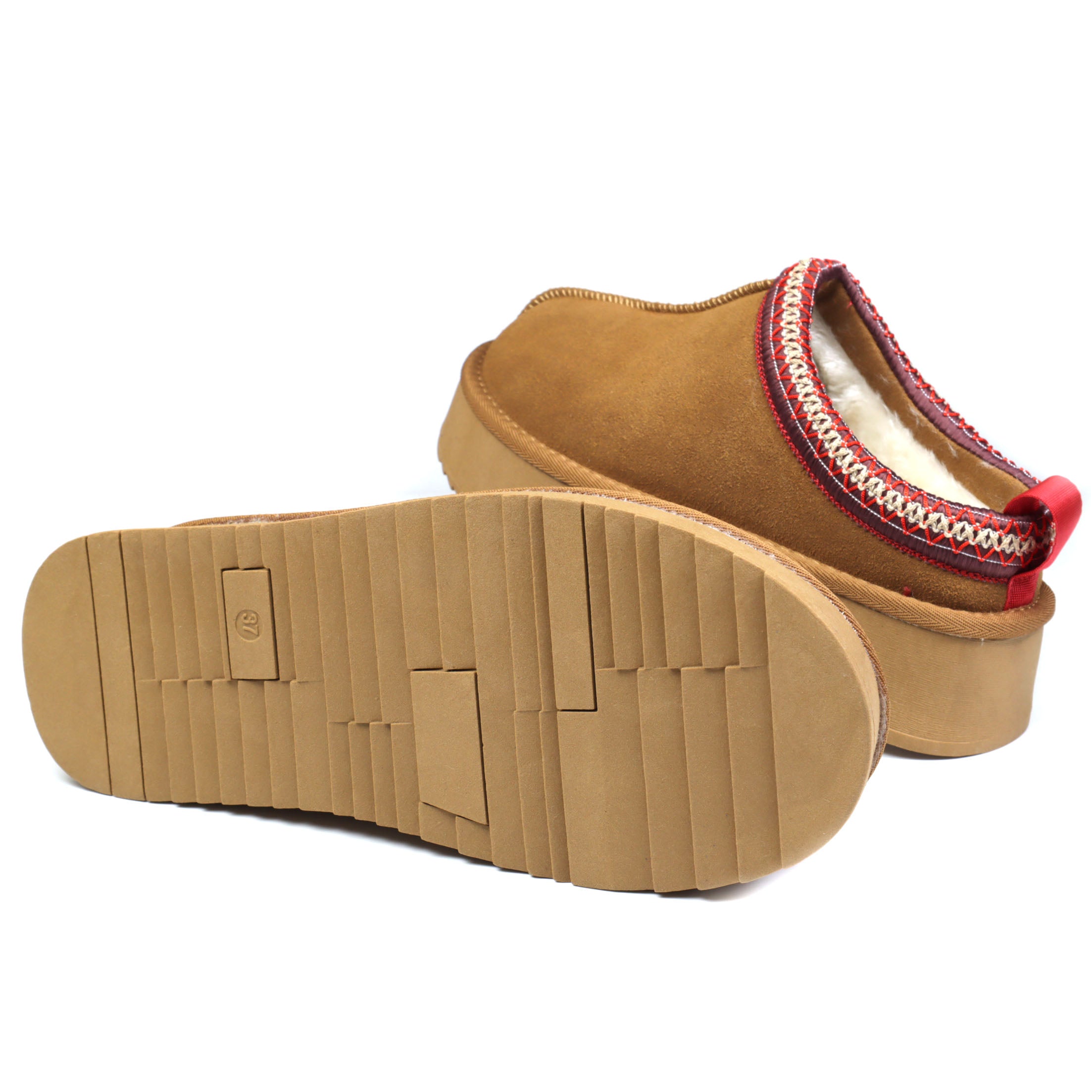 Soprani Couture Saboti dama Hugh Platform stil UGG SCW421P22 camel velur ID4350-CMLV