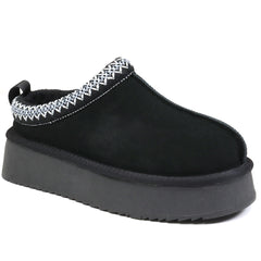 Soprani Couture Saboti dama Hugh Platform stil UGG SCW421P22 negru velur ID4350-NGV