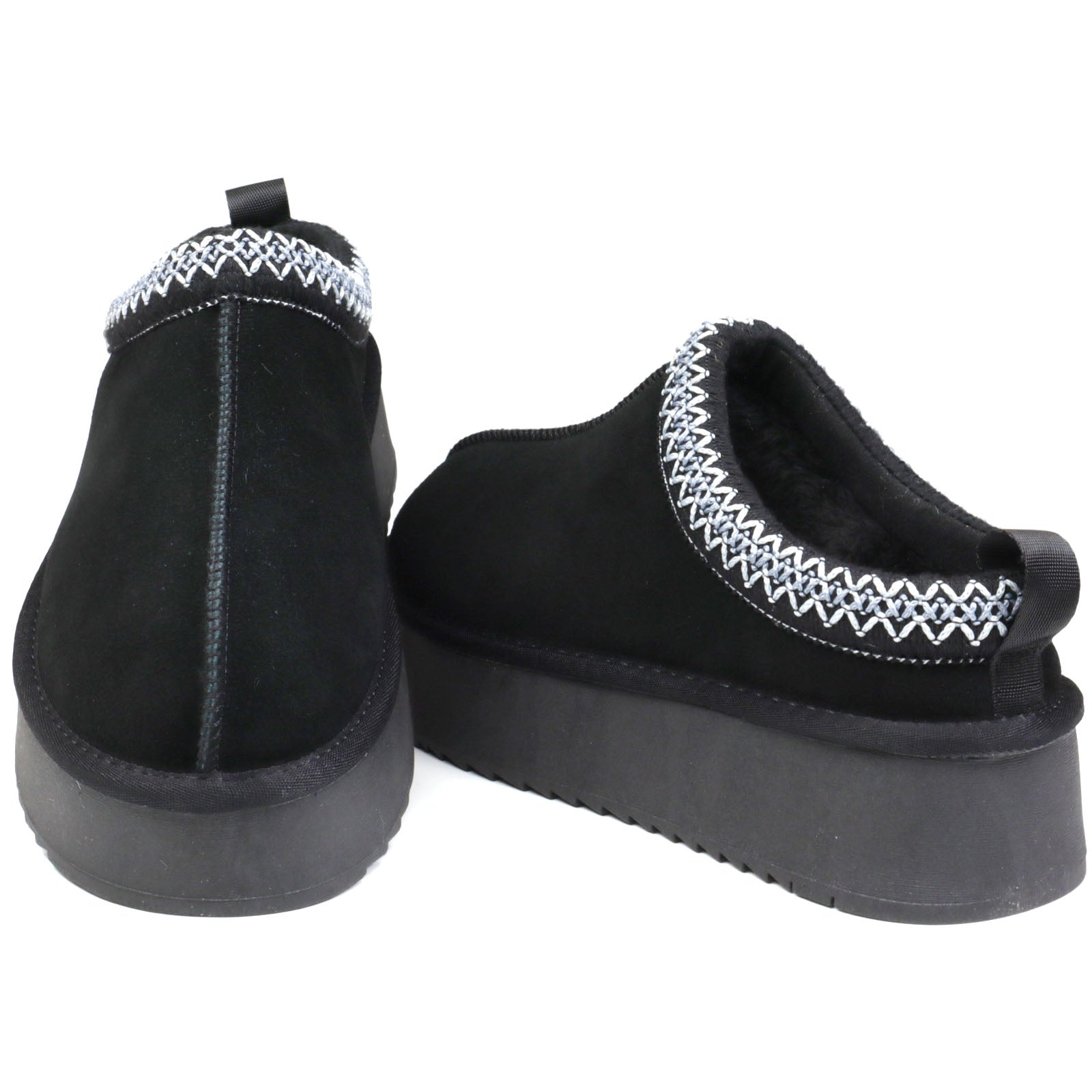 Soprani Couture Saboti dama Hugh Platform stil UGG SCW421P22 negru velur ID4350-NGV