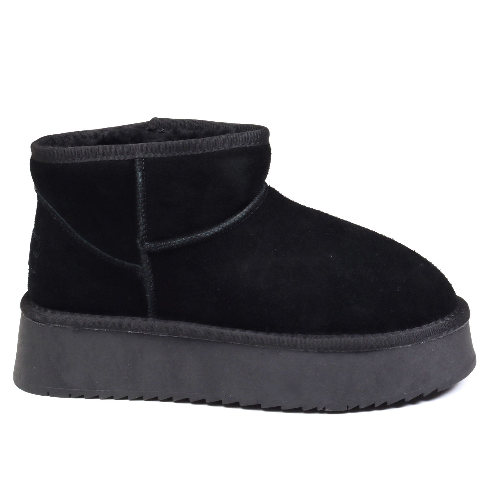 Soprani Couture Ghete dama Huge Platform stil UGG SCW421P05 negru velur ID4351-NGV