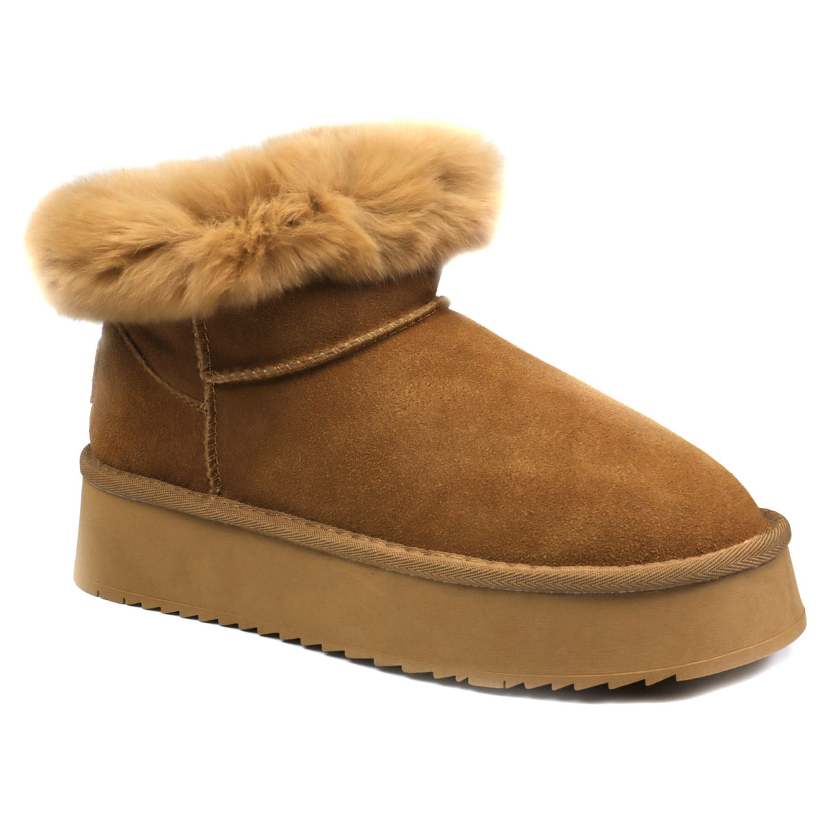 Soprani Couture Ghete dama Hugh Platform stil UGG SCW421P12 camel velur ID4352-CMLV