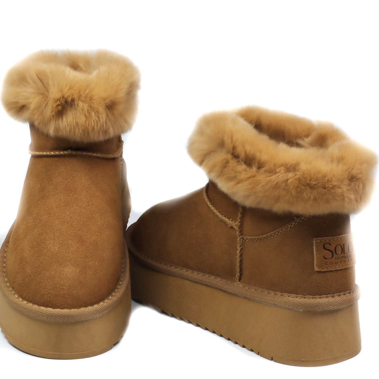 Soprani Couture Ghete dama Hugh Platform stil UGG SCW421P12 camel velur ID4352-CMLV