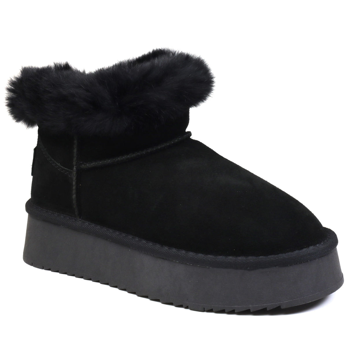 Soprani Couture Ghete dama Hugh Platform stil UGG SCW421P12 negru velur ID4352-NGV