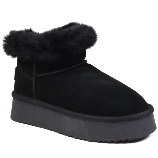 Soprani Couture Ghete dama Hugh Platform stil UGG SCW421P12 negru velur ID4352-NGV
