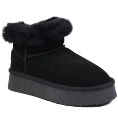Soprani Couture Ghete dama Hugh Platform stil UGG SCW421P12 negru velur ID4352-NGV