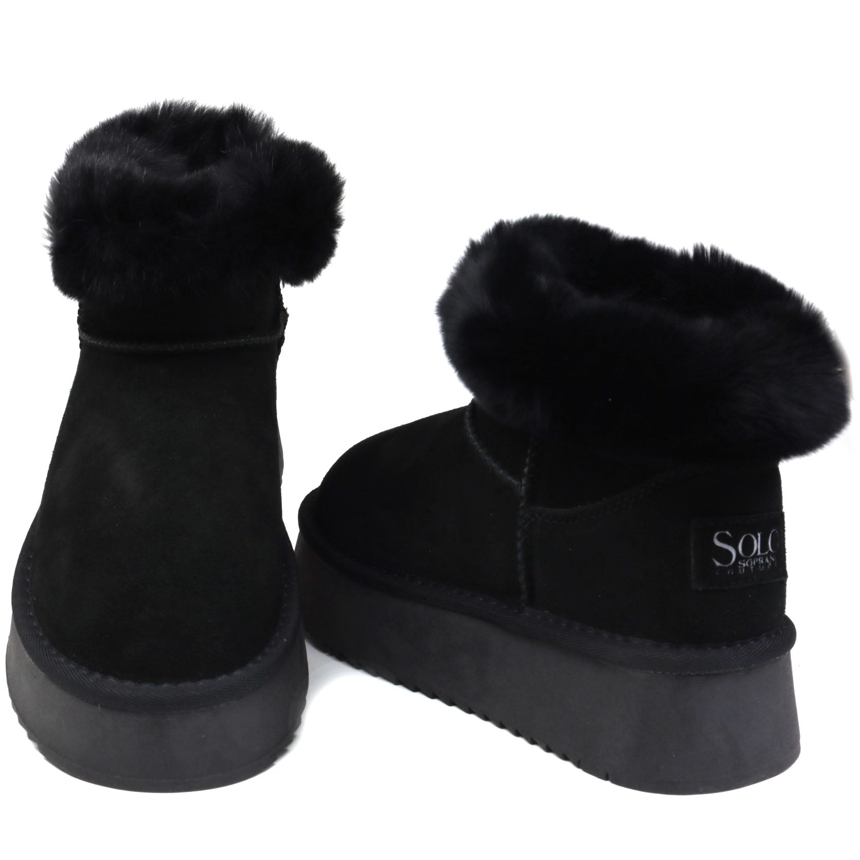 Soprani Couture Ghete dama Hugh Platform stil UGG SCW421P12 negru velur ID4352-NGV