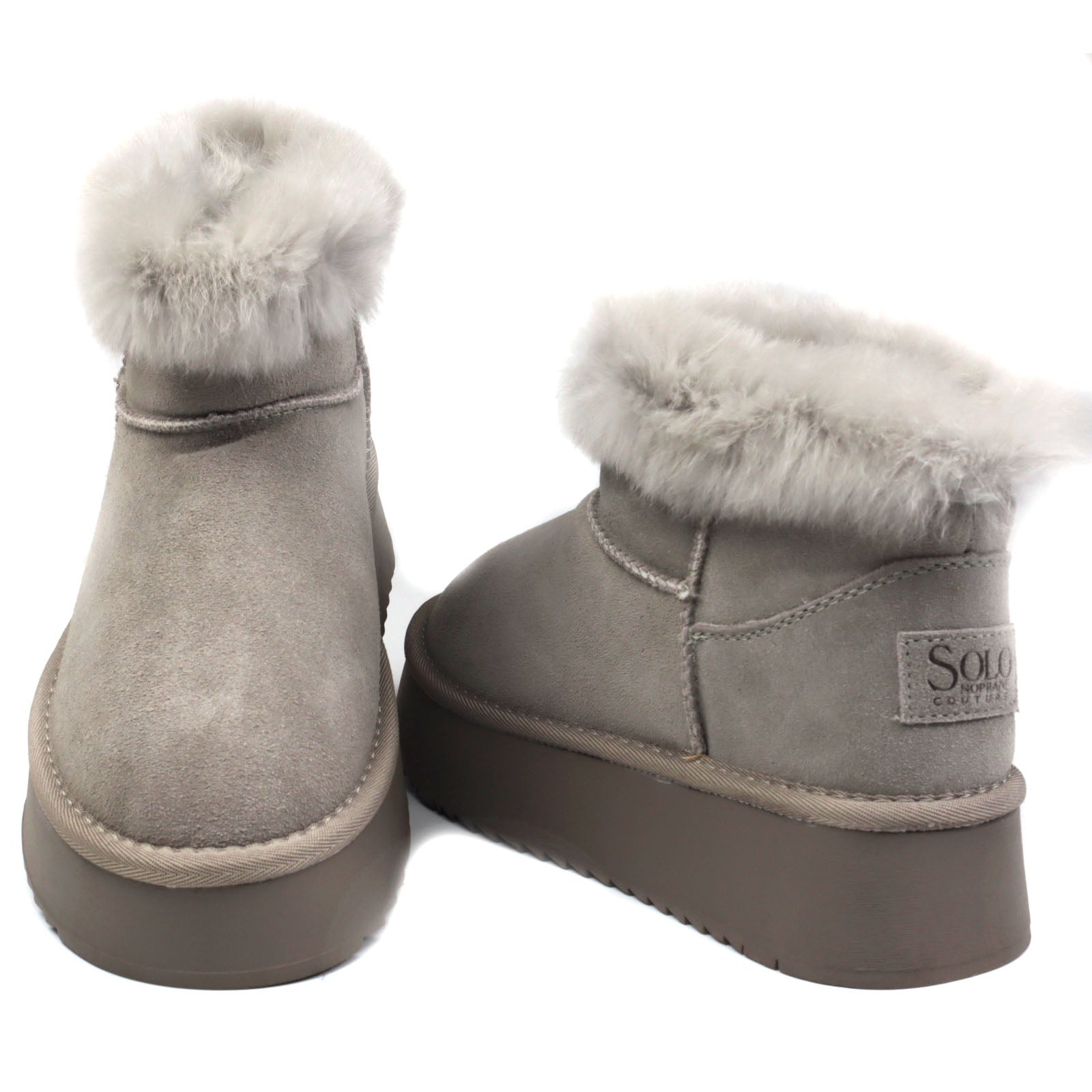 Soprani Couture Ghete dama Hugh Platform stil UGG SCW421P12 taupe velur ID4352-TPEV