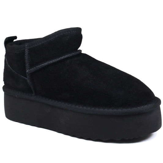Energy Ghete dama talpa groasa stil UGG  I1250 negru velur ID4376-NGV