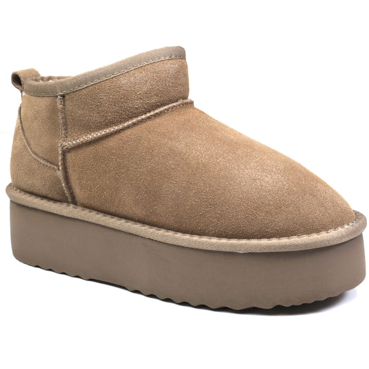 Energy Ghete dama talpa groasa stil UGG  I1250 taupe velur ID4376-TPEV