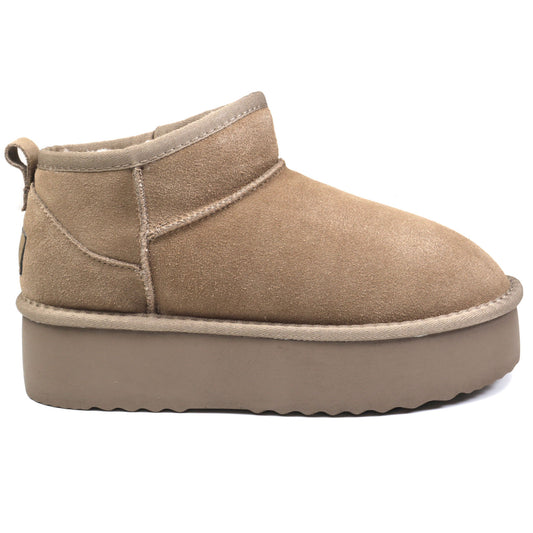 Energy Ghete dama talpa groasa stil UGG  I1250 taupe velur ID4376-TPEV
