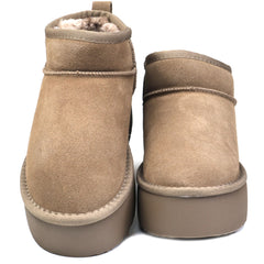 Energy Ghete dama talpa groasa stil UGG  I1250 taupe velur ID4376-TPEV