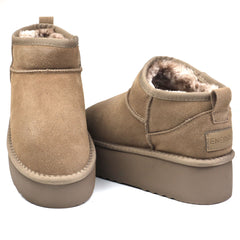 Energy Ghete dama talpa groasa stil UGG  I1250 taupe velur ID4376-TPEV