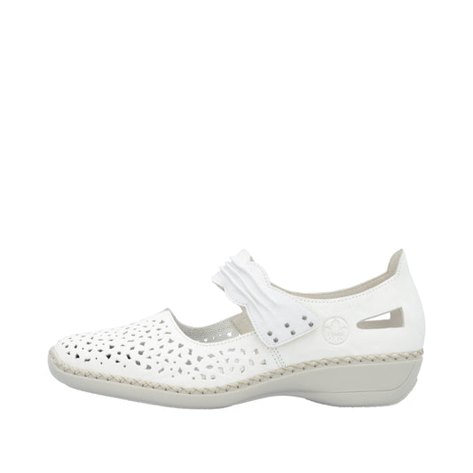 Rieker Pantofi dama perforati 41399 80 alb ID4587-ALB