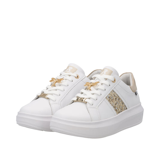 Rieker Sneakers dama W1202 82 WHITE/GOLD ID4701-WHGD