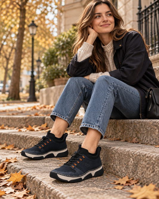 Rieker Ghete dama piele ecologică și material textil 45963 14 bleumarin ID4940-BLM