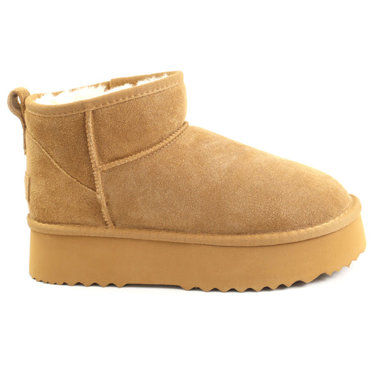 Anna Viotti Ghete dama Water Resistant, stil UGG D113 MORES DB MINI camel velur ID5140-CMLV