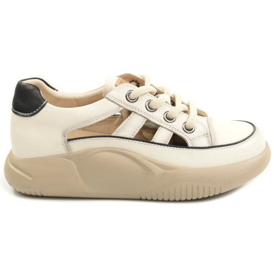 Feeling Pantofi dama decupati piele naturala 68883 BEIGE ID5328-BEIGE