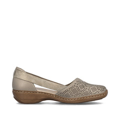 Rieker Pantofi dama decupati, piele naturala 41351 90 SILVER ID5340-SLV