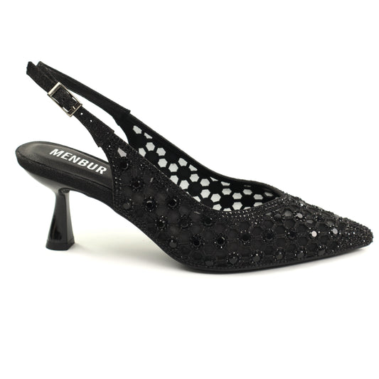 Menbur Pantofi dama decupati AM728 negru ID5351-NG