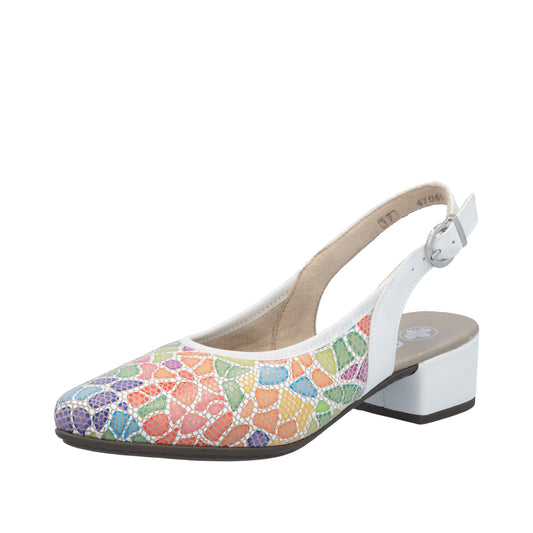 Rieker Pantofi dama decupati, piele naturala 47060 90 multicolor ID5426-MCL