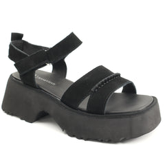 Anna Viotti Sandale dama piele naturala D113 OWS003 1BLACK BLACK ID5429-BLK