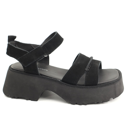 Anna Viotti Sandale dama piele naturala D113 OWS003 1BLACK BLACK ID5429-BLK