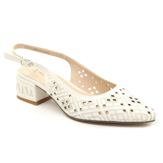 Anna Viotti Pantofi dama decupati piele naturala D106 QH3A236 GW1068V  WHITE ID5431-WHT