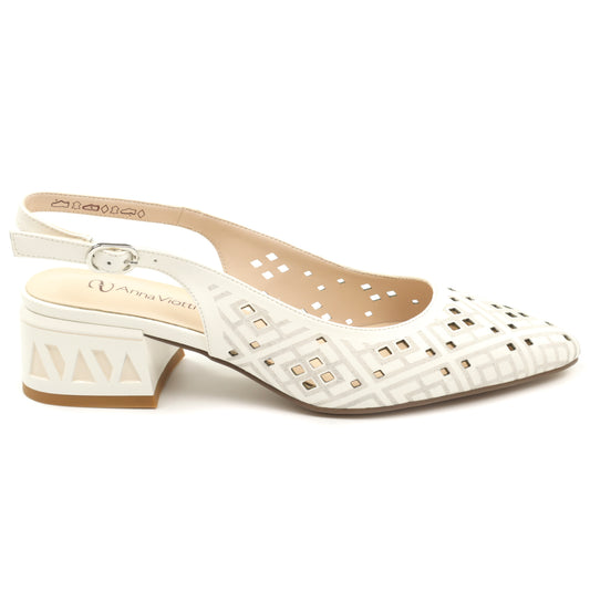 Anna Viotti Pantofi dama decupati piele naturala D106 QH3A236 GW1068V  WHITE ID5431-WHT