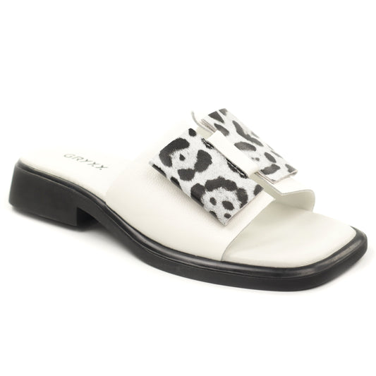 Papuci dama piele naturala H36A038 9B 13 N WHITE ID5442-WHT
