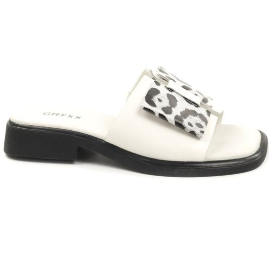 Papuci dama piele naturala H36A038 9B 13 N WHITE ID5442-WHT