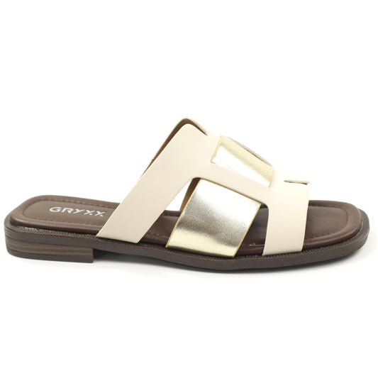 GRYXX Papuci dama piele naturala  W1V1352 G17 6A 03 N BEIGE ID5446-BEIGE