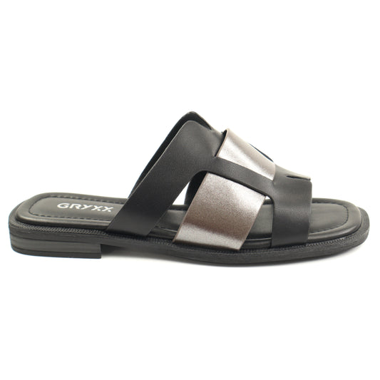 GRYXX Papuci dama piele naturala  W1V1352 G17 6B 01 N BLACK ID5447-BLK