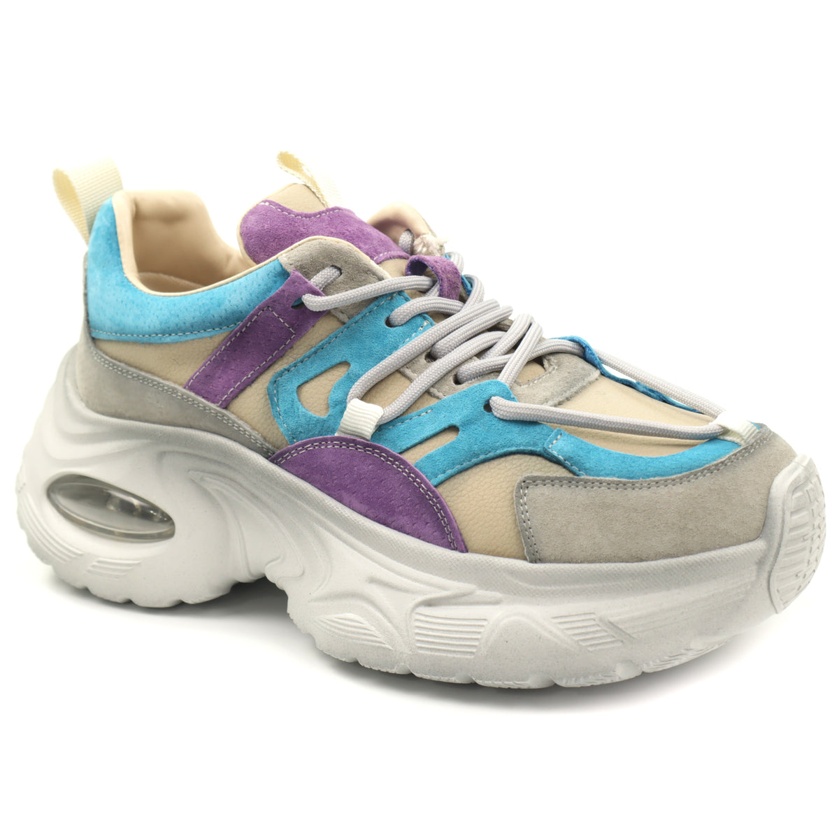 Pantofi dama piele naturala HY2122 BLUE/PURPLE ID5460-BLPR