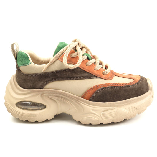 Franco Gerardo Pantofi dama piele naturala HY2158 ORANGE/GREEN ID5461-ORGR