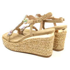 Alma En Pena Sandale dama piele naturala V265506 bej velur ID5465-BJV