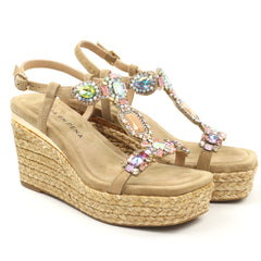 Alma En Pena Sandale dama piele naturala V265506 bej velur ID5465-BJV