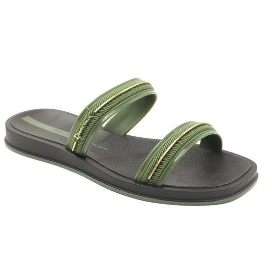 Ipanema Papuci dama GLOW SLIDE 27400 BR774 BLACK/GREEN/GOLD ID5485-BLGRGD