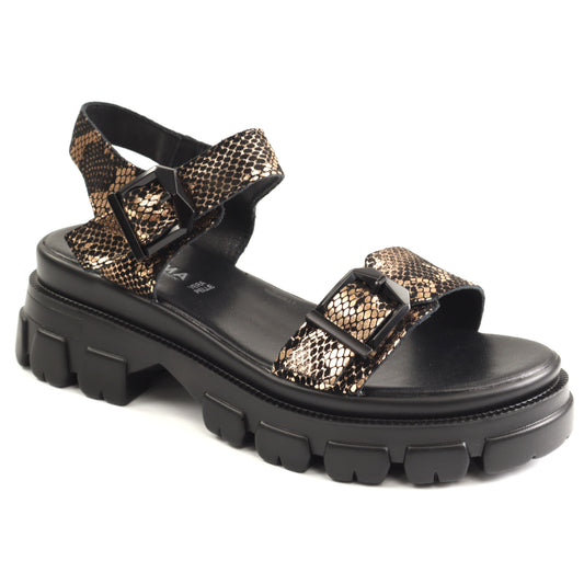 Karisma Sandale dama piele naturala V4VA60002C O7 I BLACK/GOLD ID5509-BKGD