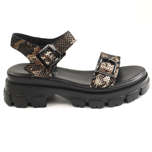 Karisma Sandale dama piele naturala V4VA60002C O7 I BLACK/GOLD ID5509-BKGD