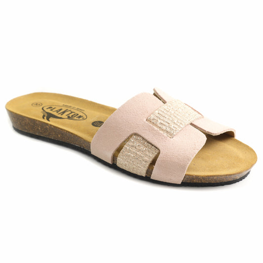Plakton Papuci dama piele naturala 406207 roz ID5515-ROZ