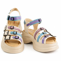 Pass Collection Sandale dama piele naturala 3OLY80013A 97 N bej multicolor ID5525-BEJMLT
