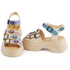 Pass Collection Sandale dama piele naturala 3OLY80013A 97 N bej multicolor ID5525-BEJMLT